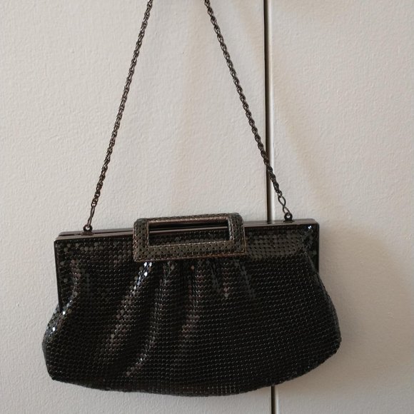 The Limited Black Metal Mesh Clutch Evening Handbag Purse - Picture 3 of 12